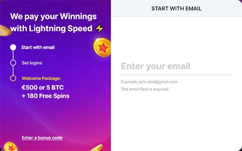 Their easy to follow sign-up dialog